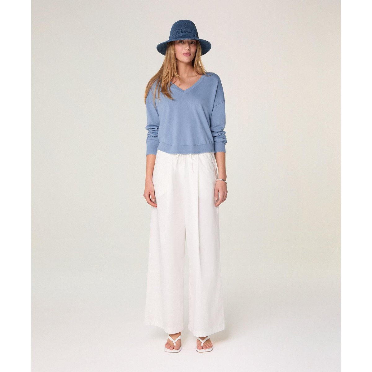 Pull col V bleu gris, RODIER