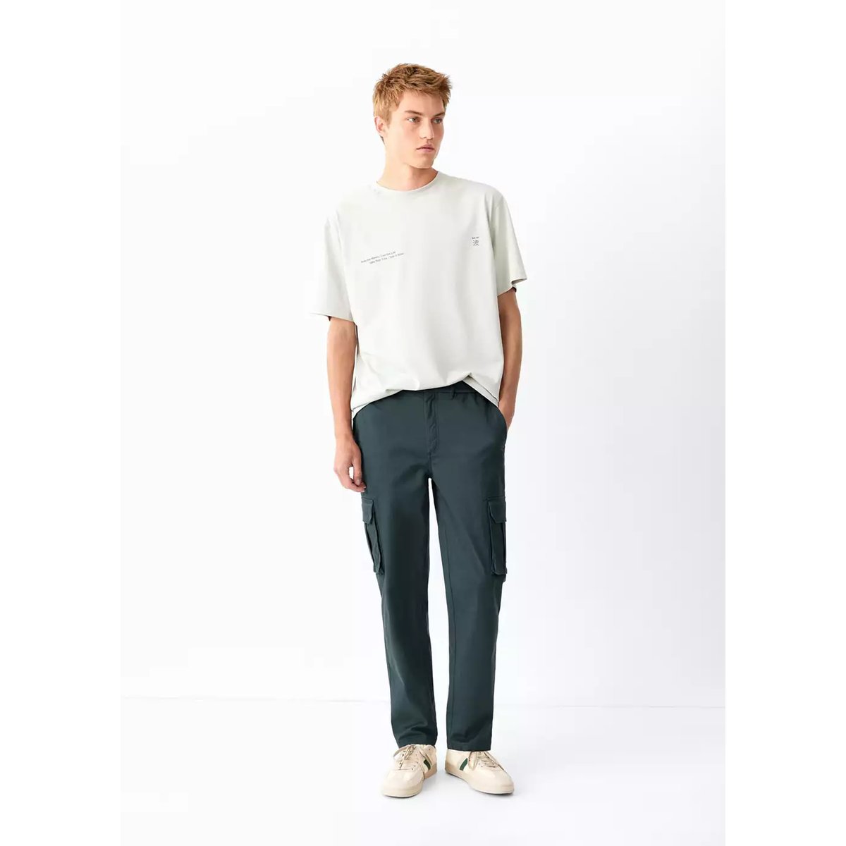 Pantalon droit cargo bleu marine, MANGO TEEN