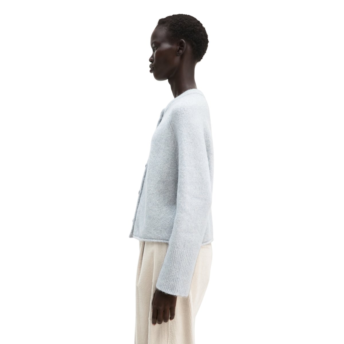 Cardigan coupe classique en un mélange douillet de coton bio et de laine d'alpaga bleu, MARC O'POLO