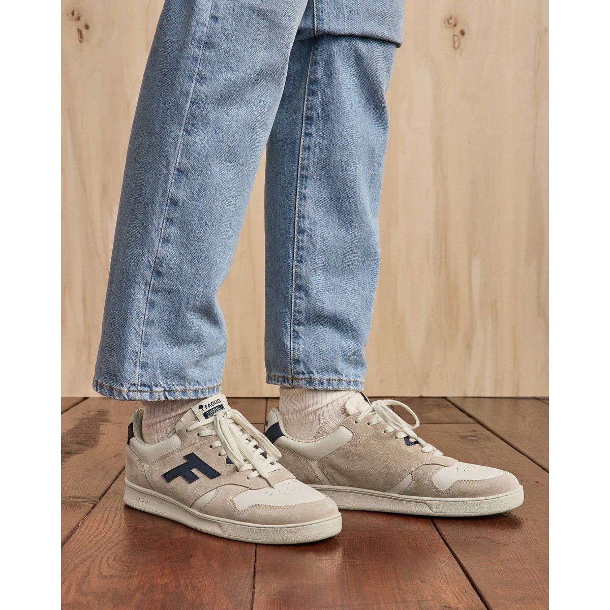Baskets cuir PALMER bleu, FAGUO