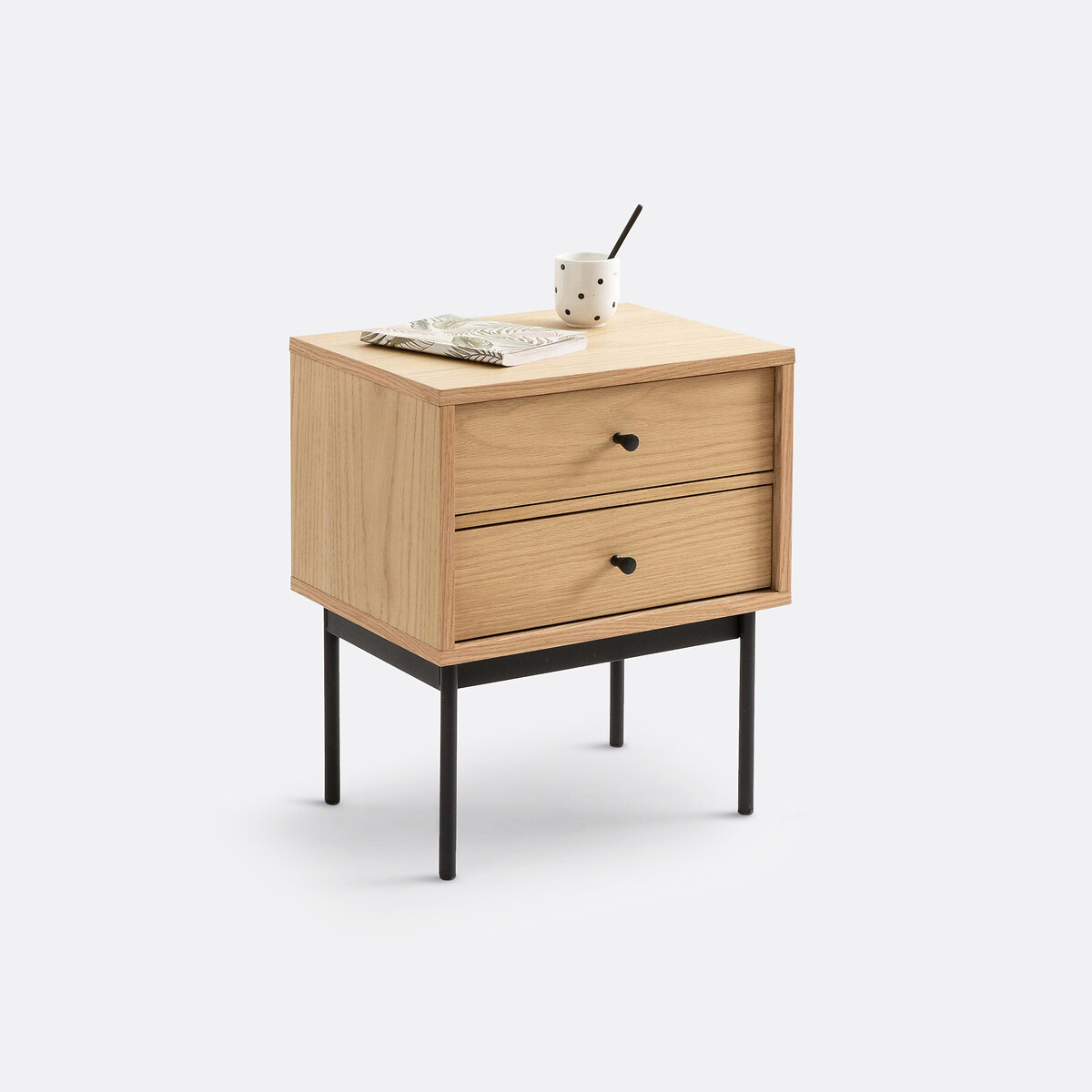 Mesita de noche con dos cajones reversibles Nyjo roble, LA REDOUTE INTERIEURS