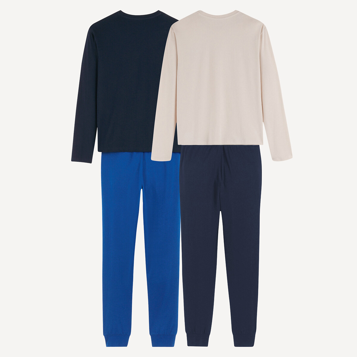 Lot de 2 pyjamas en coton imprimé basket bleu marine/gris chiné, LA REDOUTE COLLECTIONS