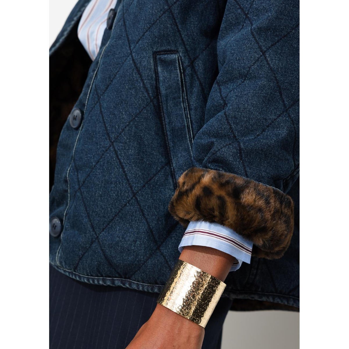 Veste courte réversible jean brut, PROMOD