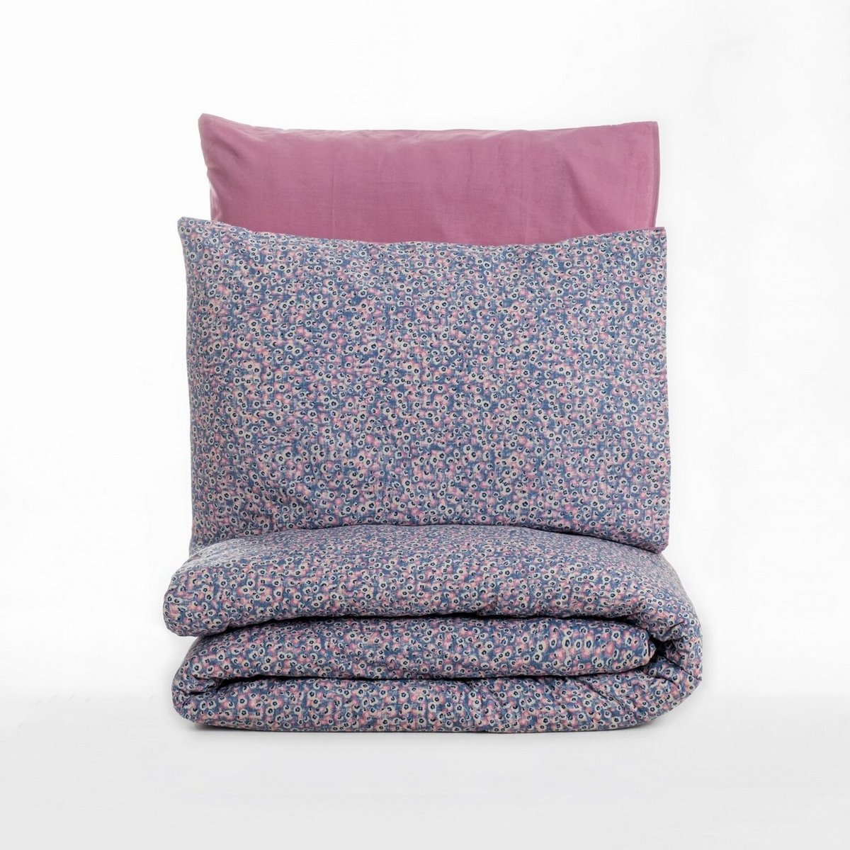 Parure housse de couette coton imprimée carreaux, Maro violet, C DESIGN HOME TEXTILE