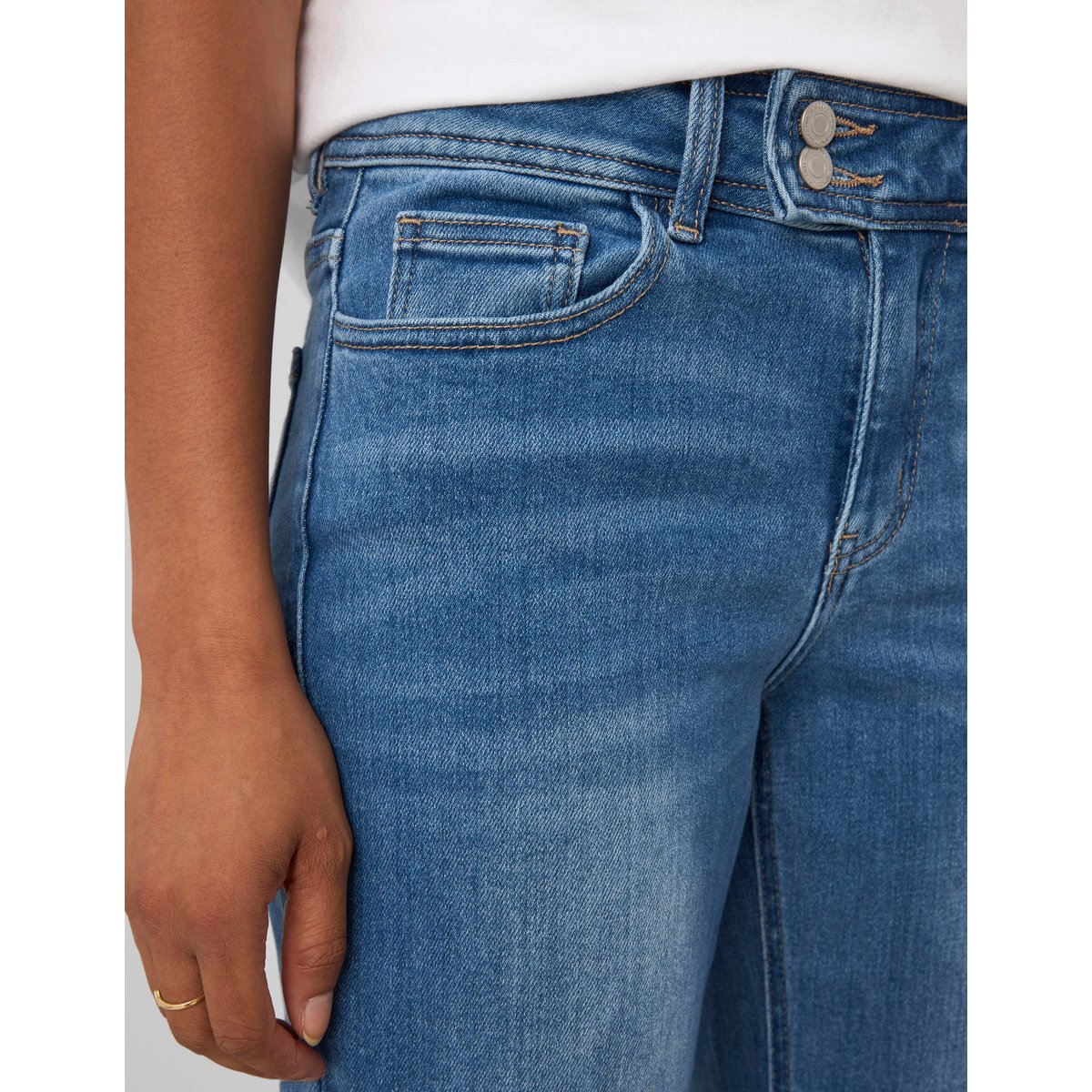Jean flare taille haute bleu foncé, BZB