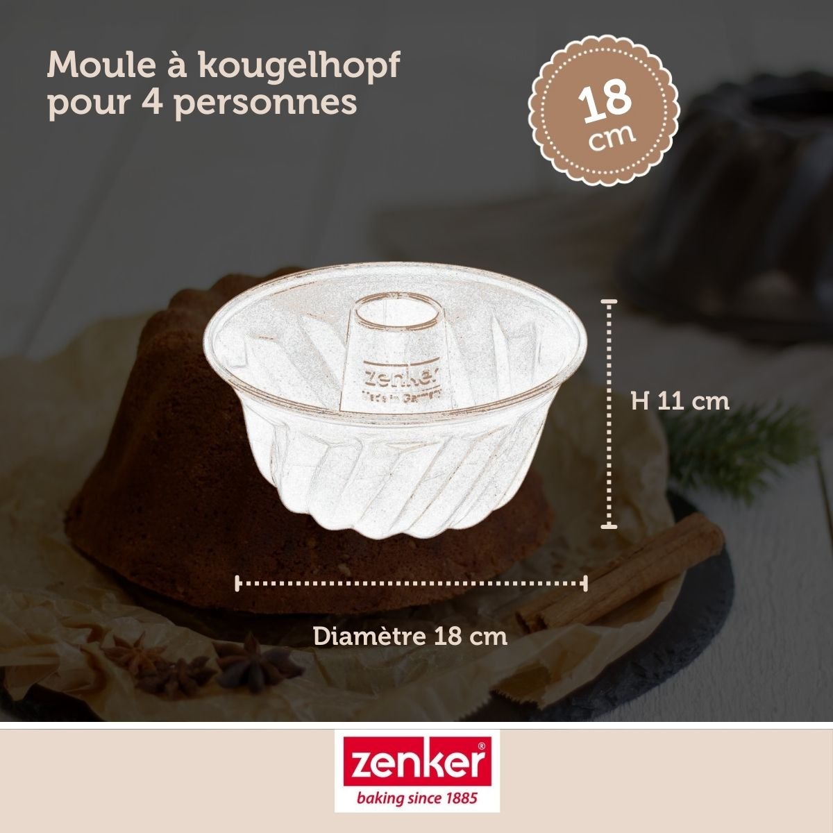 Lot de 2 moules à kouglof 18/18 cm en acier SPÉCIAL MINI noir, ZENKER