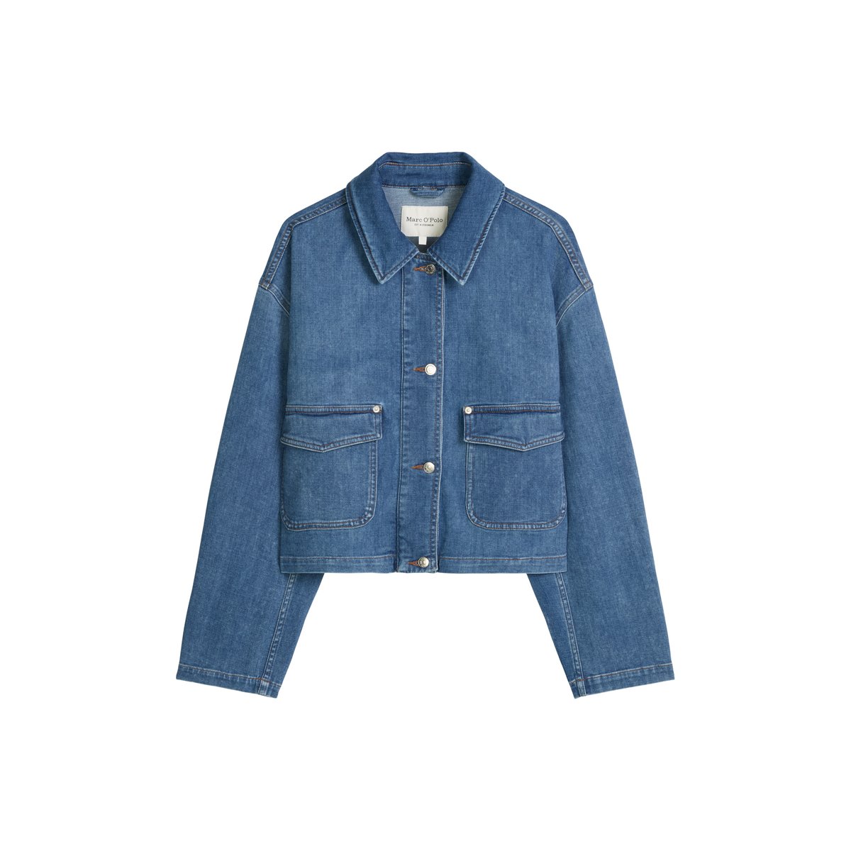 Chemise en jean relaxed en denim Cashmere Touch bleu moyen, MARC O'POLO