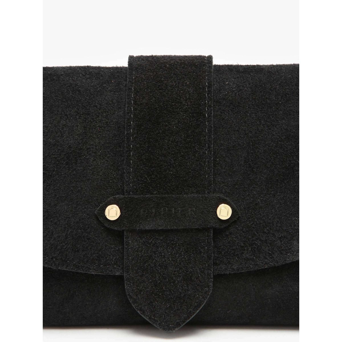 Sac bandoulière S Agnes cuir velours noir, ETRIER