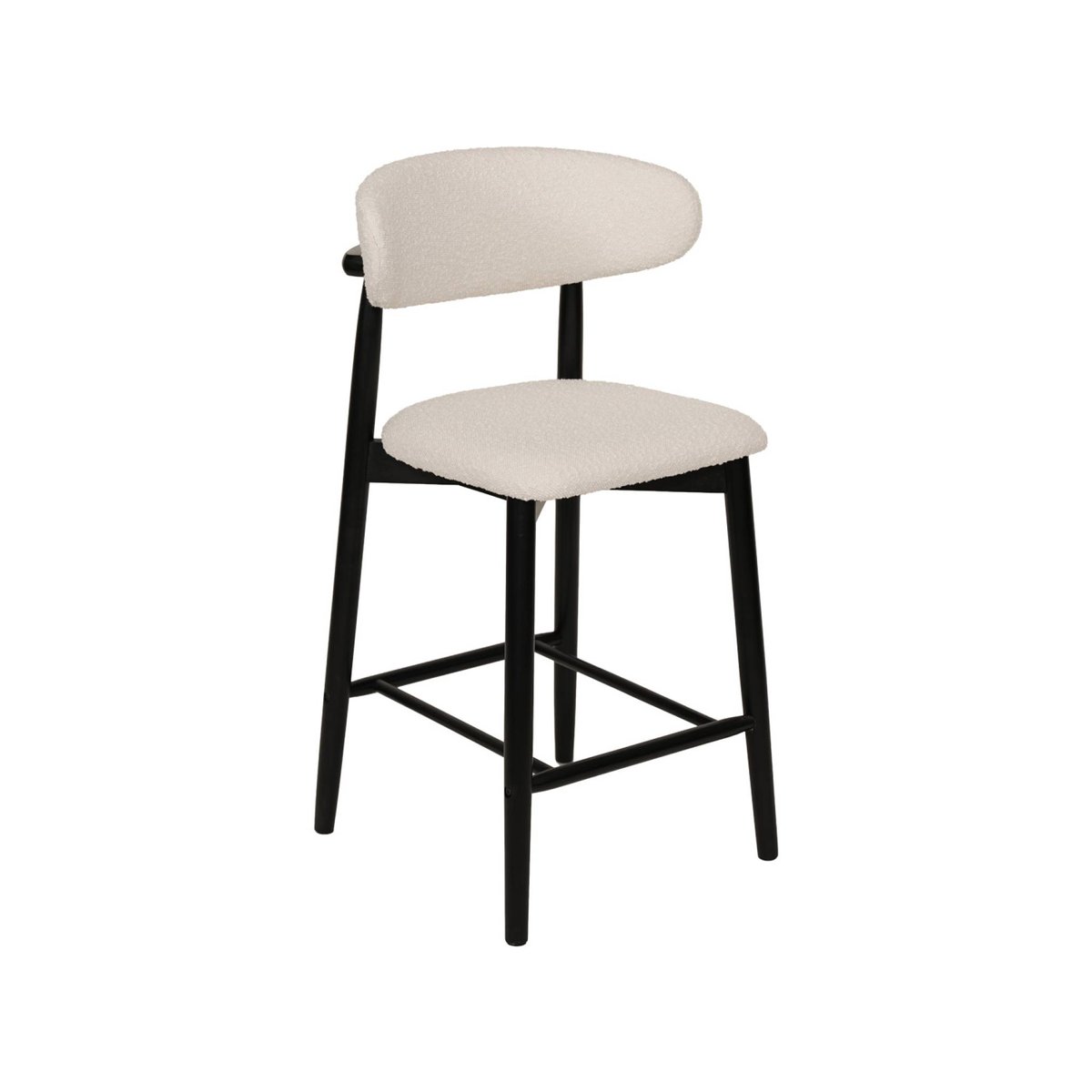 Tabouret de bar bois d'hévéa et tissu bouclette (lot de 2)  PAOLA noir, SWEEEK