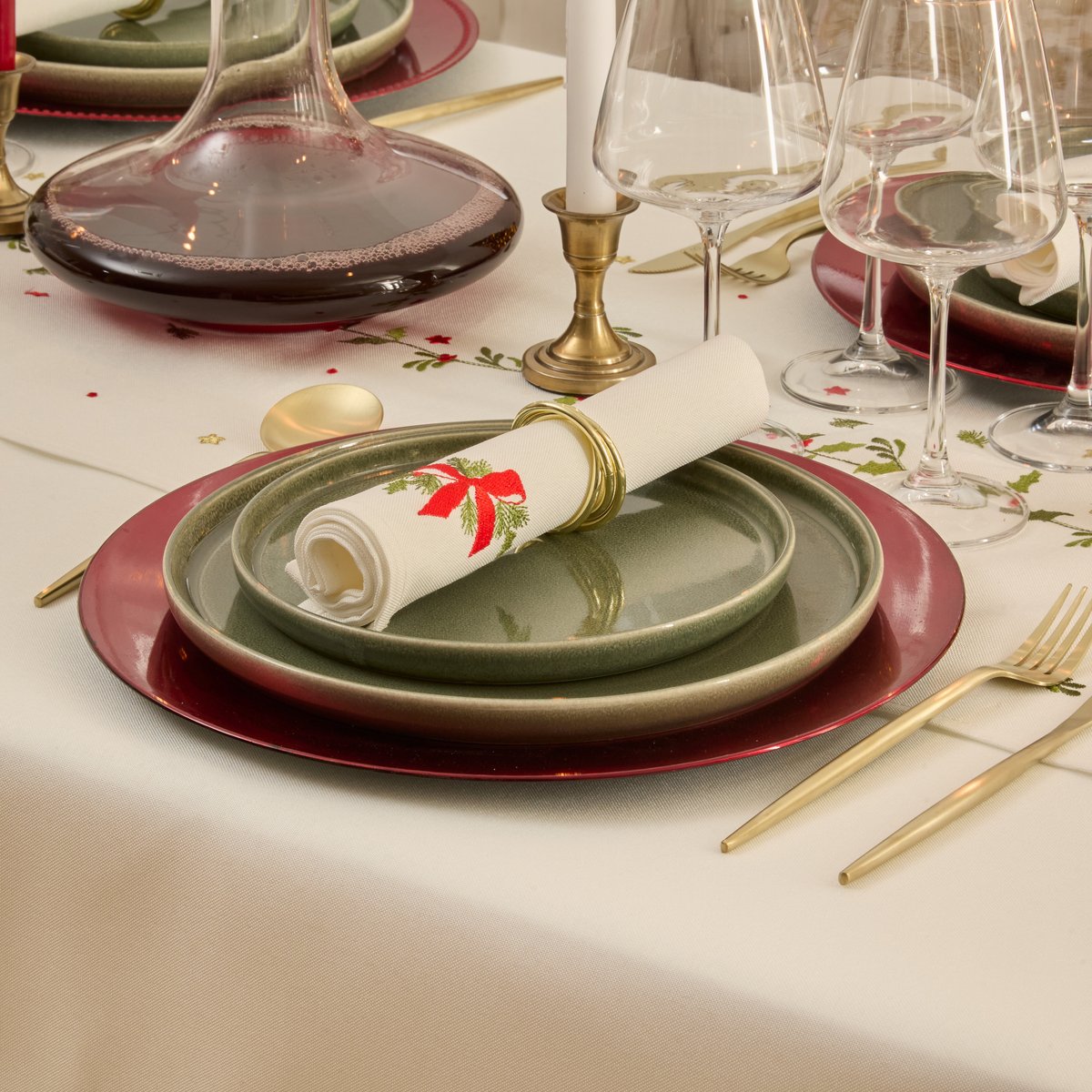 Lot de 4 serviettes de table Elma blanches blanc, FEERIC LIGHTS & CHRISTMAS