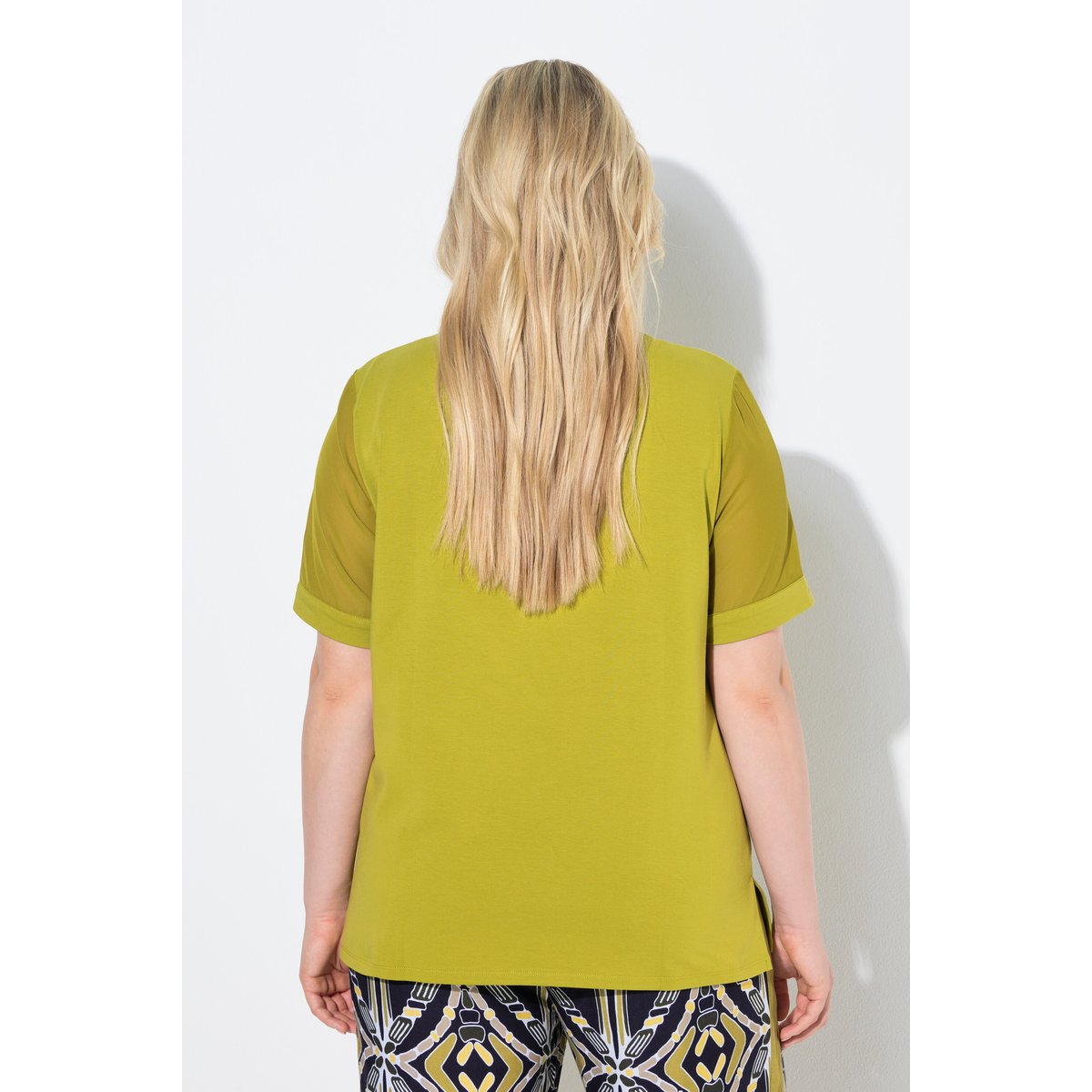 T-shirt décolleté rond avec empiècement vert, ULLA POPKEN