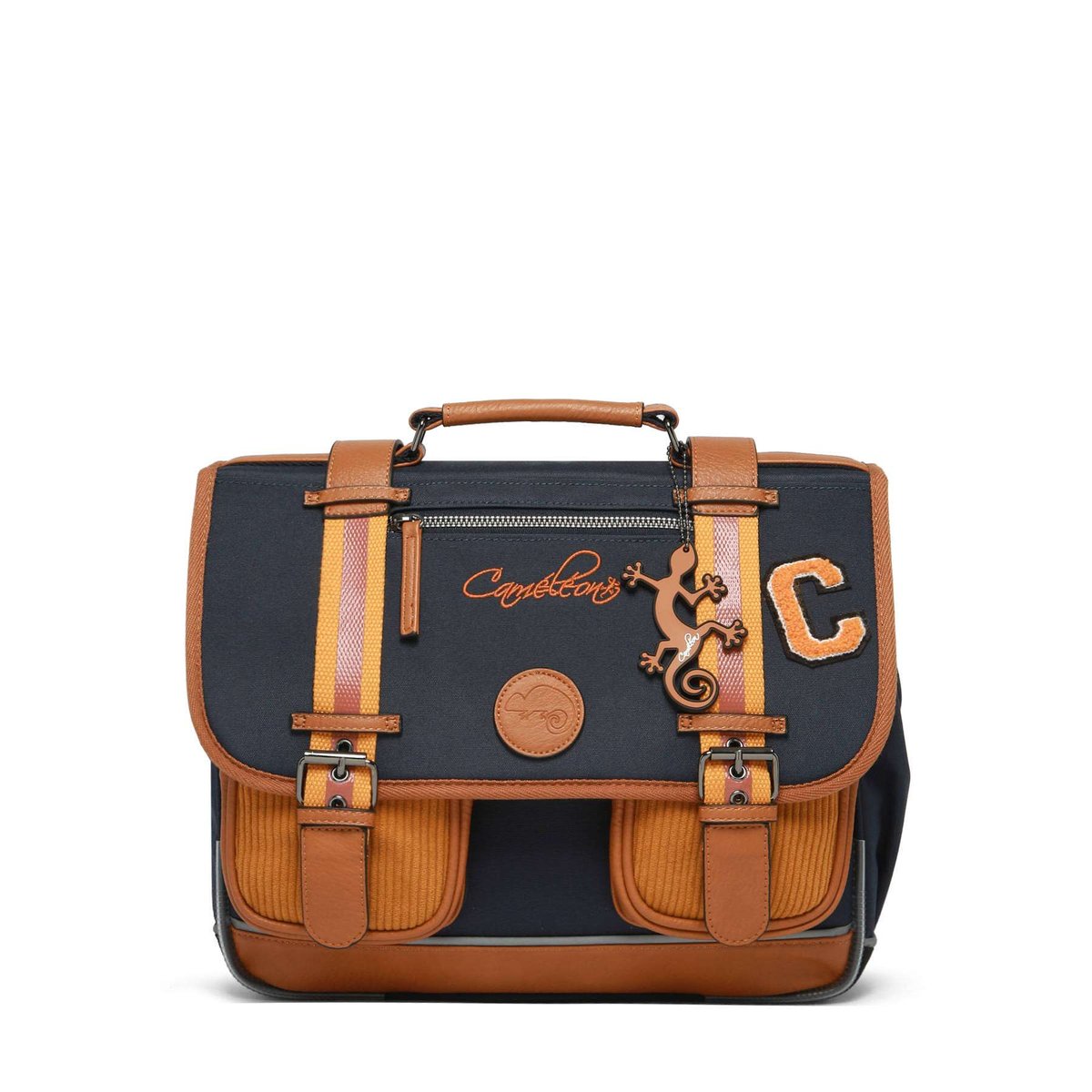 Cartable enfant 2 compartiments mustard badges, CAMELEON