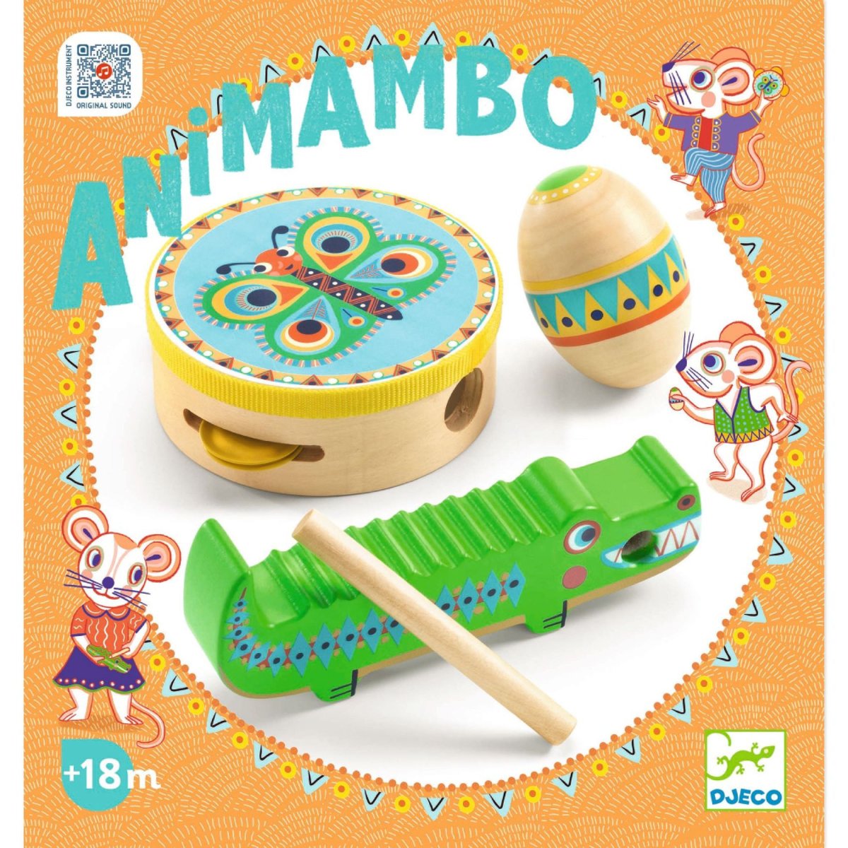 Set de percussions vert, jaune, beige, DJECO