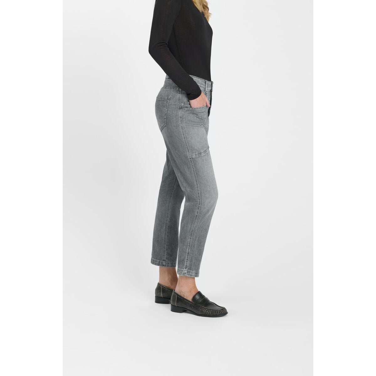 Jeans loose, large 400/60 girlfriend , 7/8ème grey, LE TEMPS DES CERISES