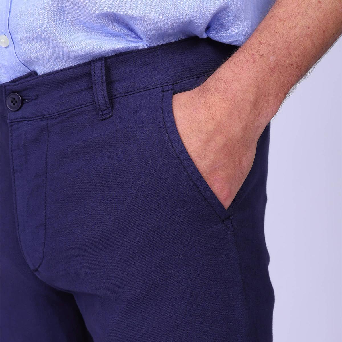 Chino coton et lin bleu marine, MISE AU GREEN