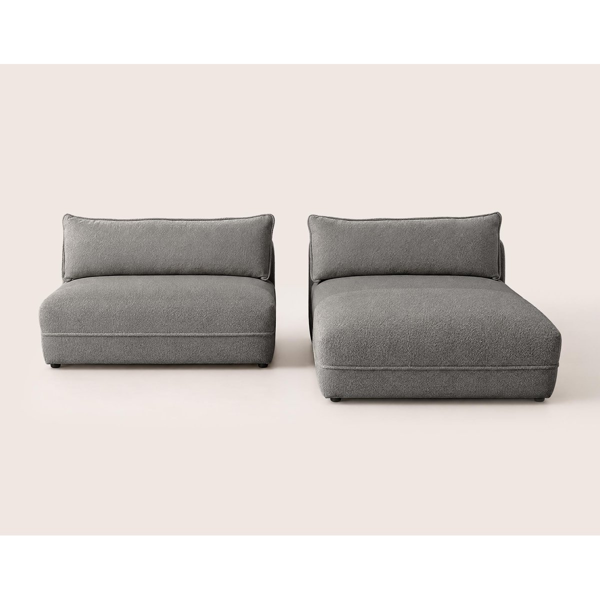 Canapé d'Angle droit en Tissu bouclette 4 places - LUCIEN gris, BEST MOBILIER