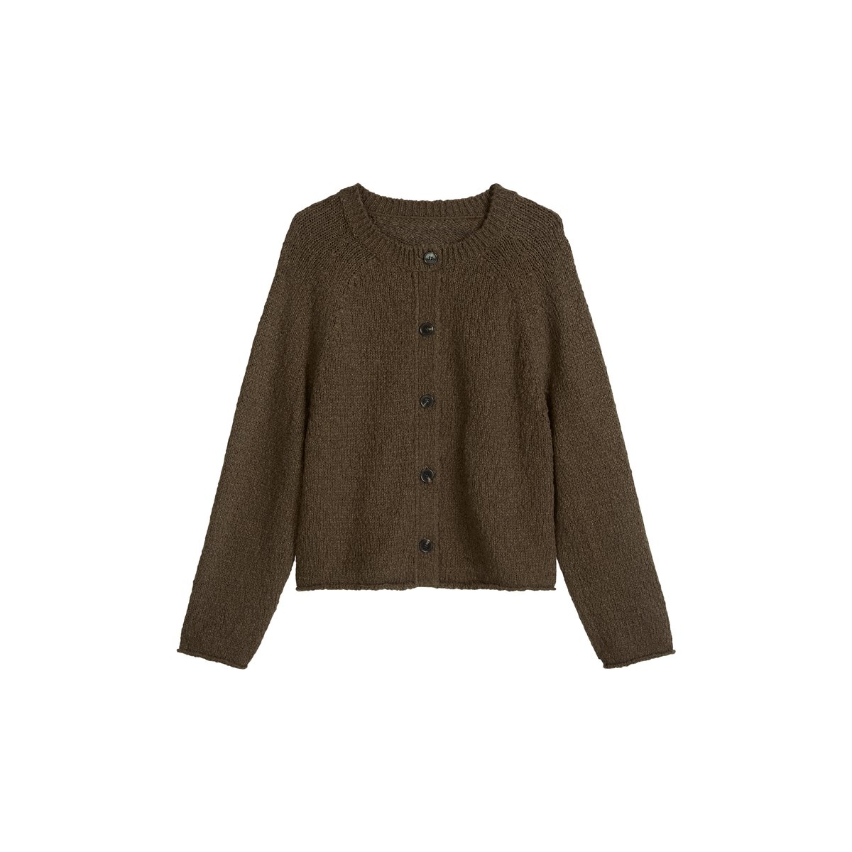 Cardigan surdimensionné en fil Heavy Cotton Slub marron fonce, MARC O'POLO