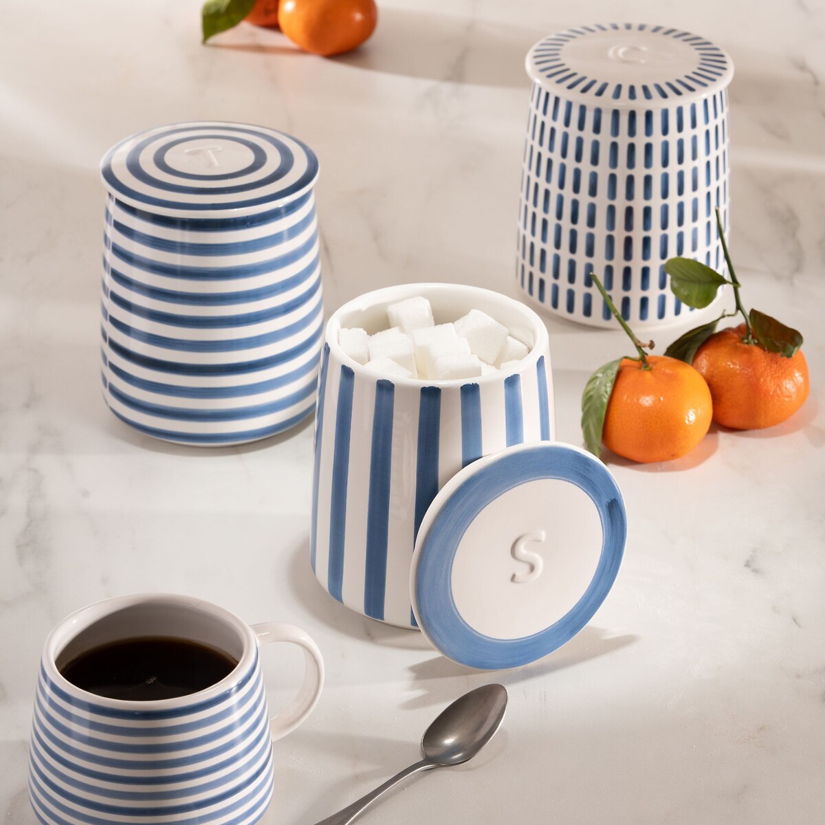 At Home Sugar Storage Canister in Blue blue, MARY BERRY