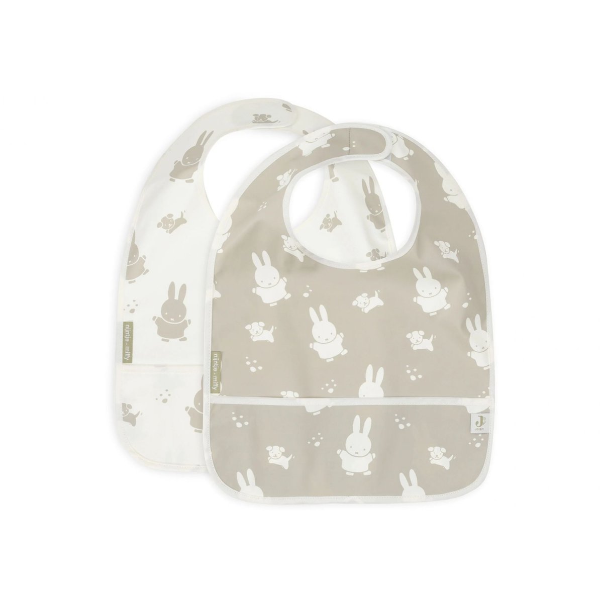 Lot de 2 bavoirs imperméables Miffy blanc, vert, JOLLEIN