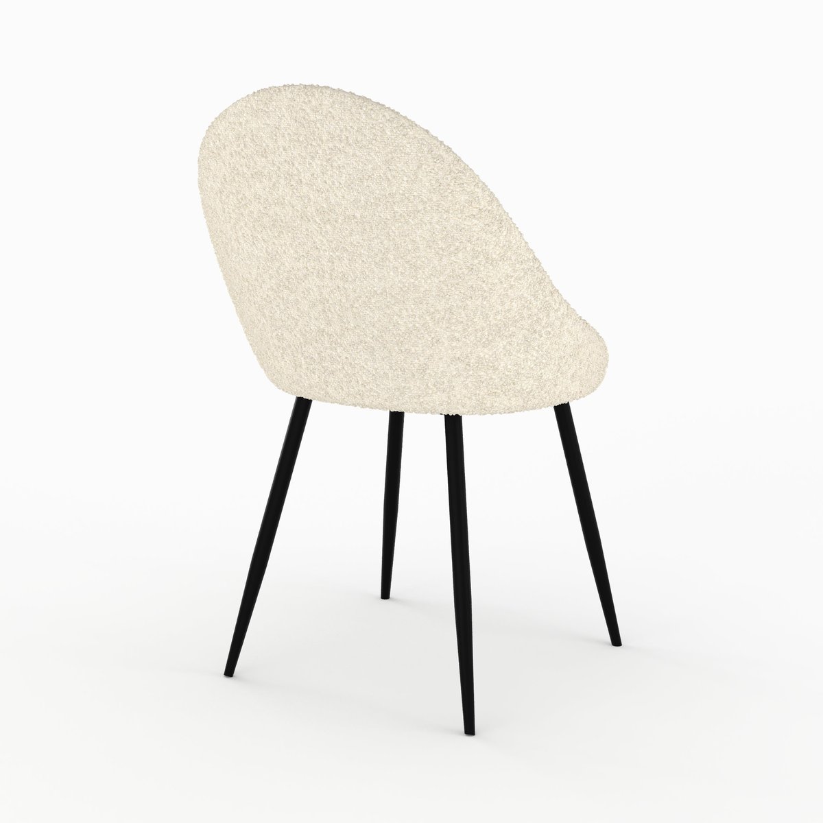 Lot de 2 chaises en tissu bouclé - RONA blanc, MAISON PAVANE