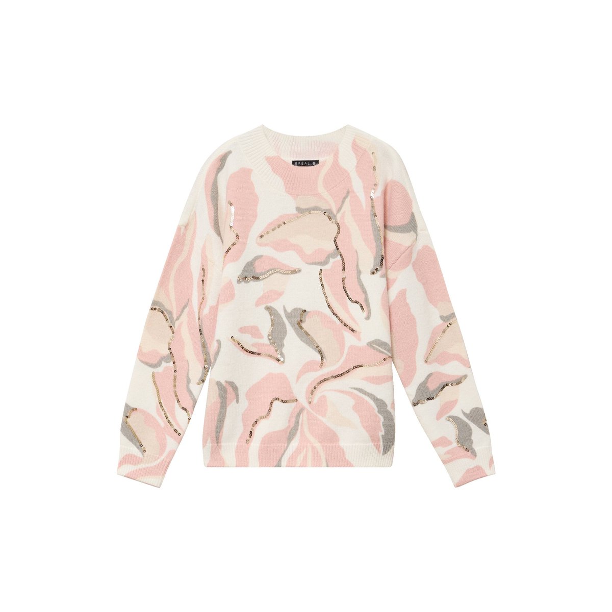 Pull col rond à sequins rose, BREAL