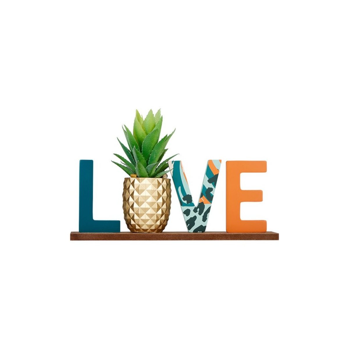 Mot Déco Love Ananas Doré à Poser multicolore, DECORATIE