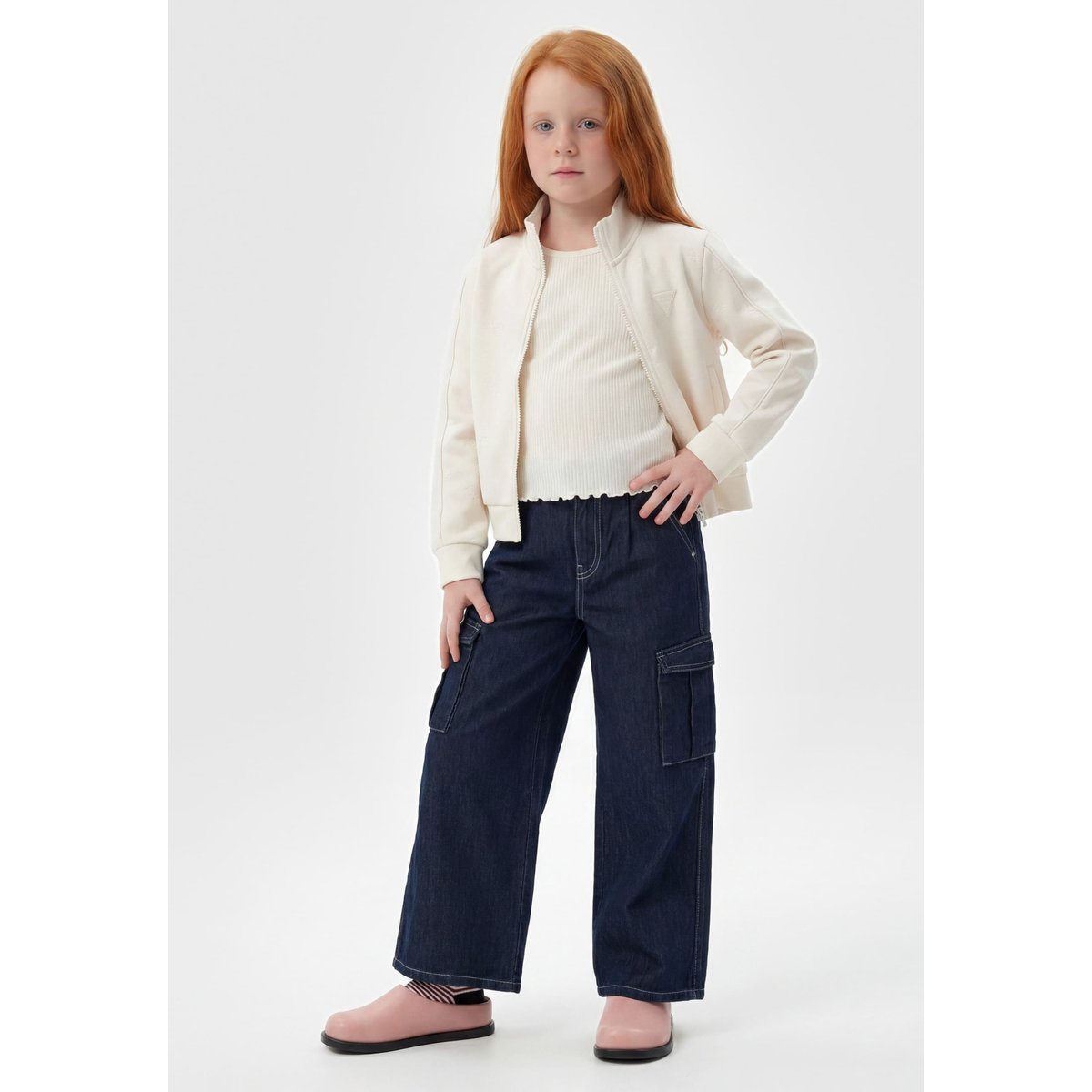 Jeans Cargo Wide Leg Relaxed bleu foncé, GUESS KIDS