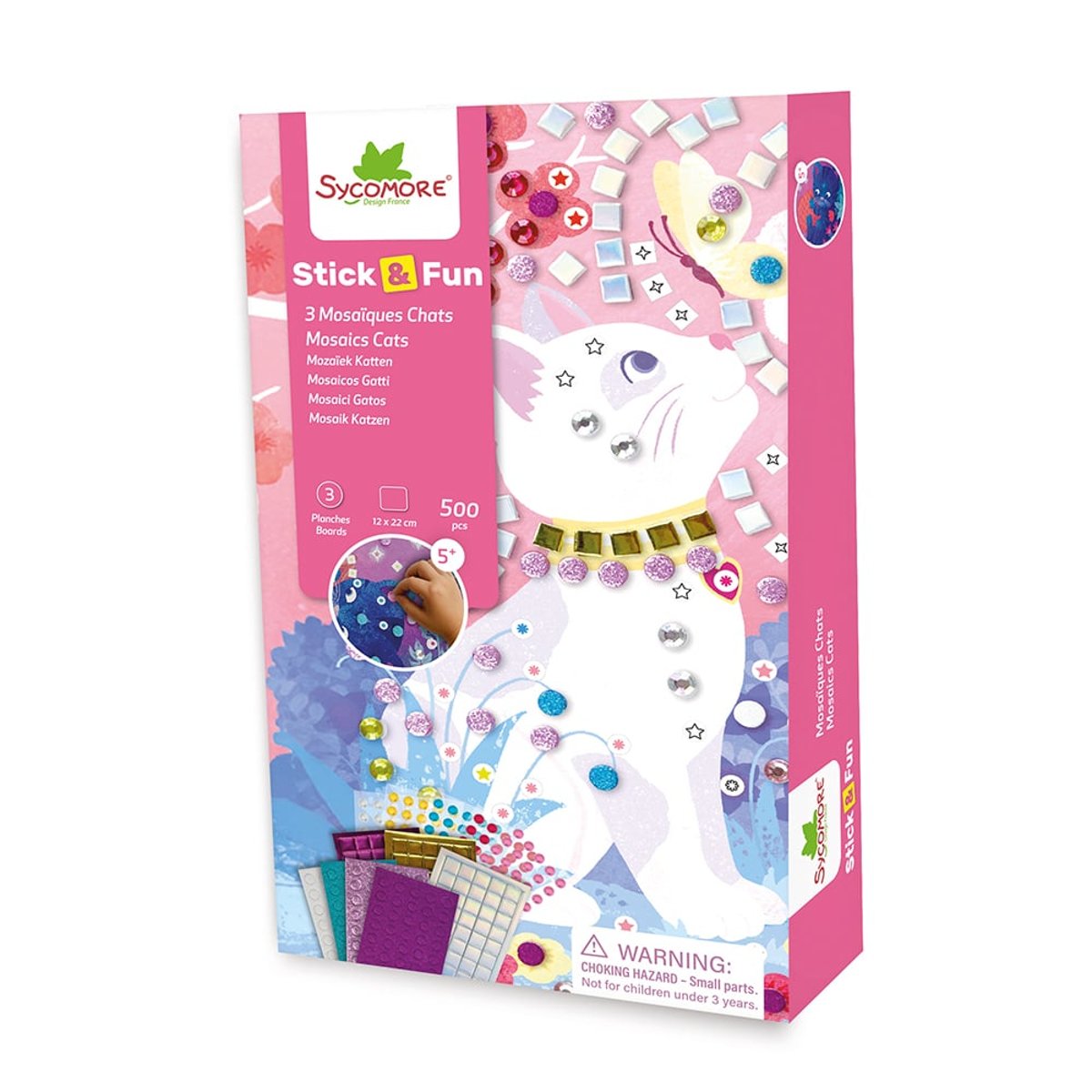Mini mosaïques Chats rose, SYCOMORE