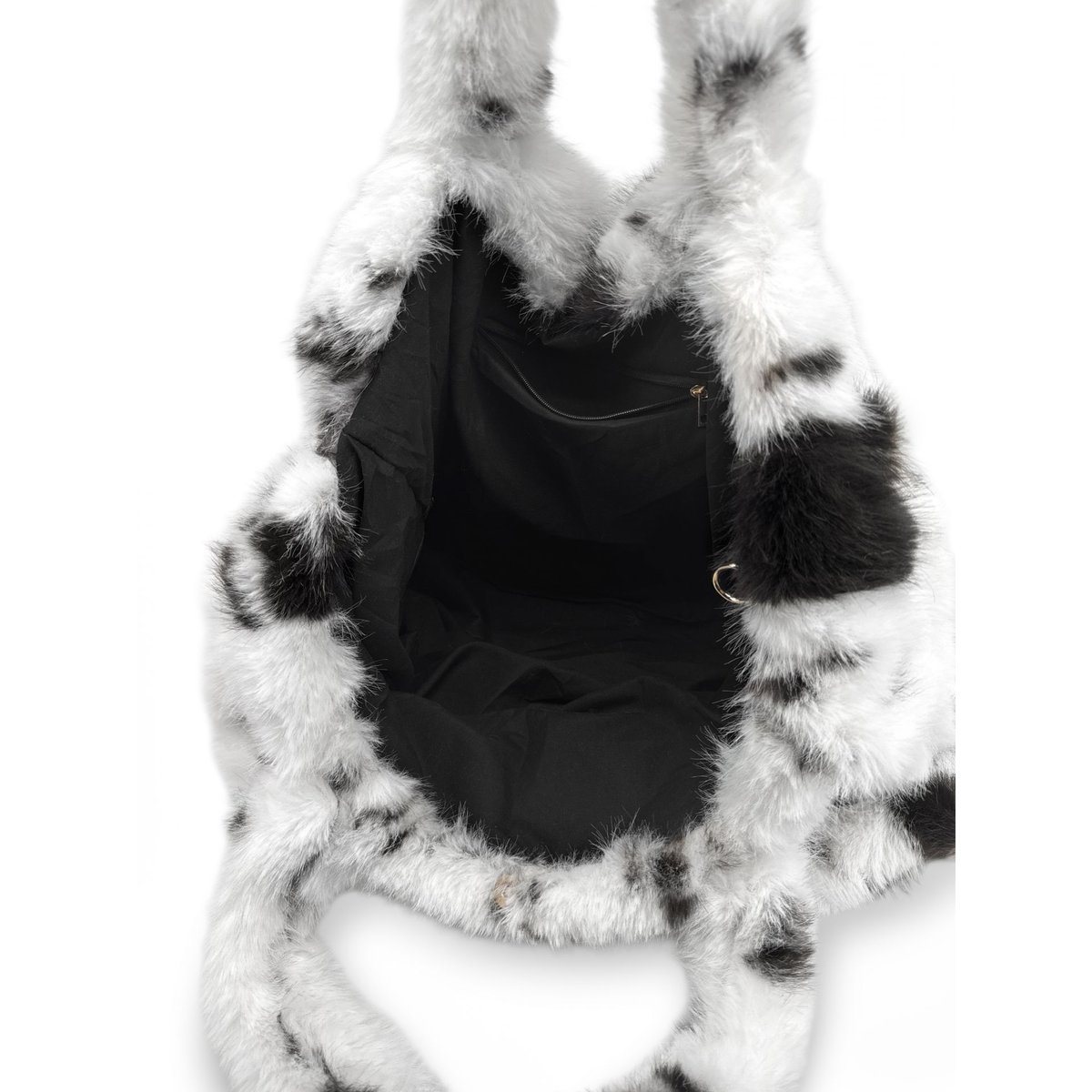 Sac cabas en poils synthétiques PJ PARTY vache noir, OH MY BAG