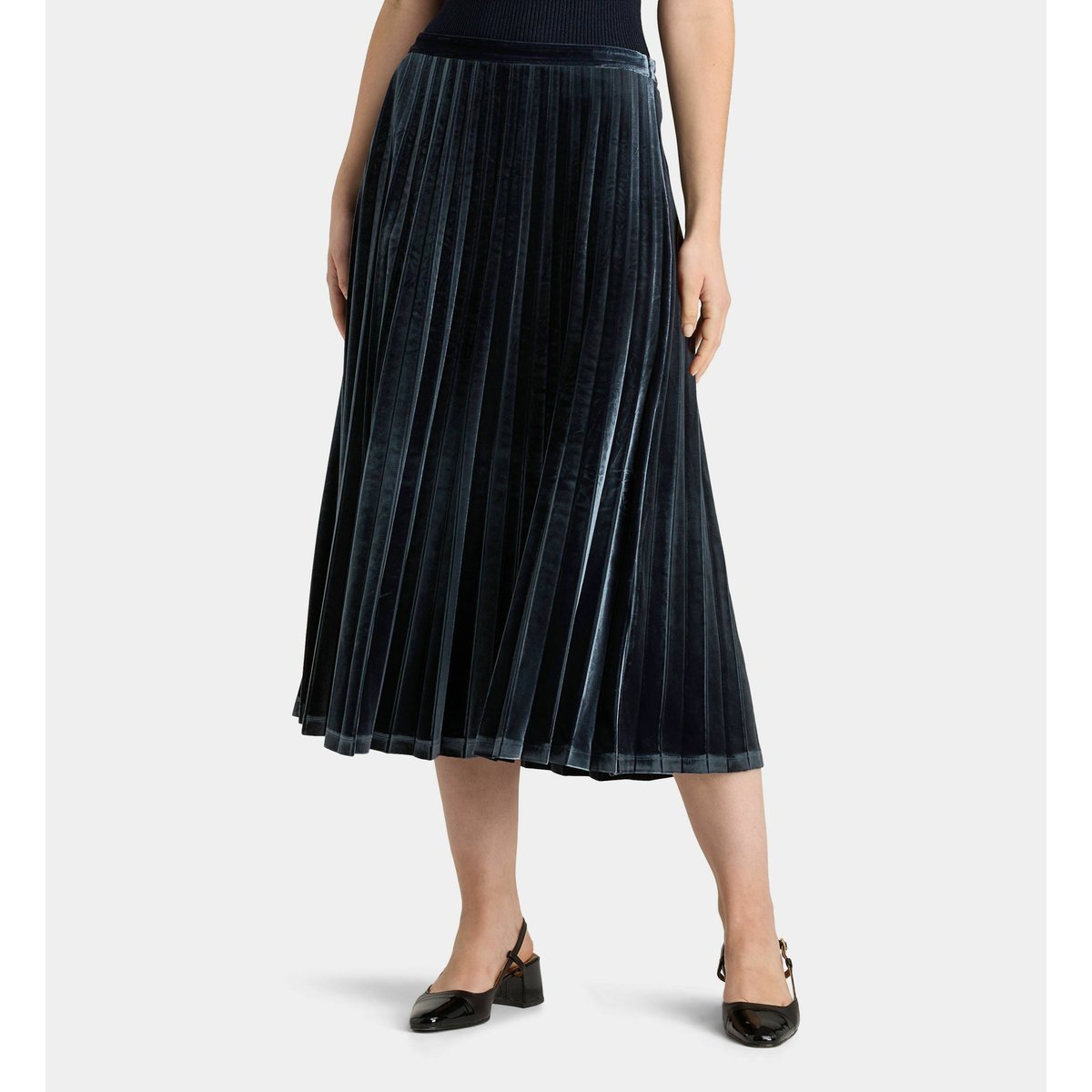 Jupe dorothy plissée longue bleu nuit, GALERIES LAFAYETTE