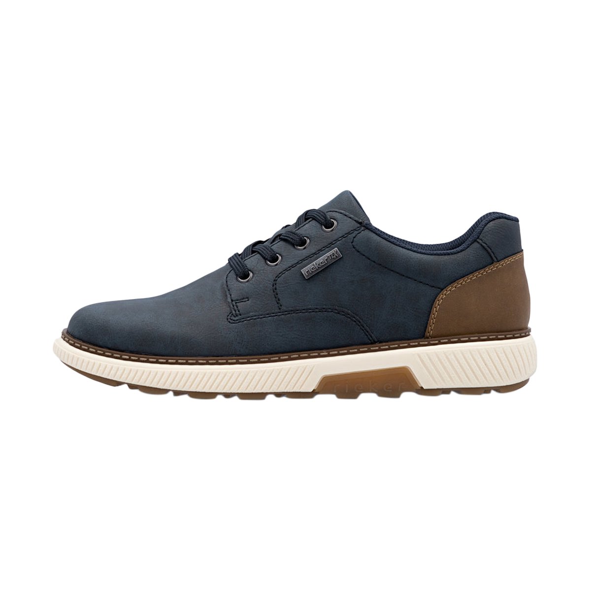Basket Basse Cuir Clarino bleu, RIEKER