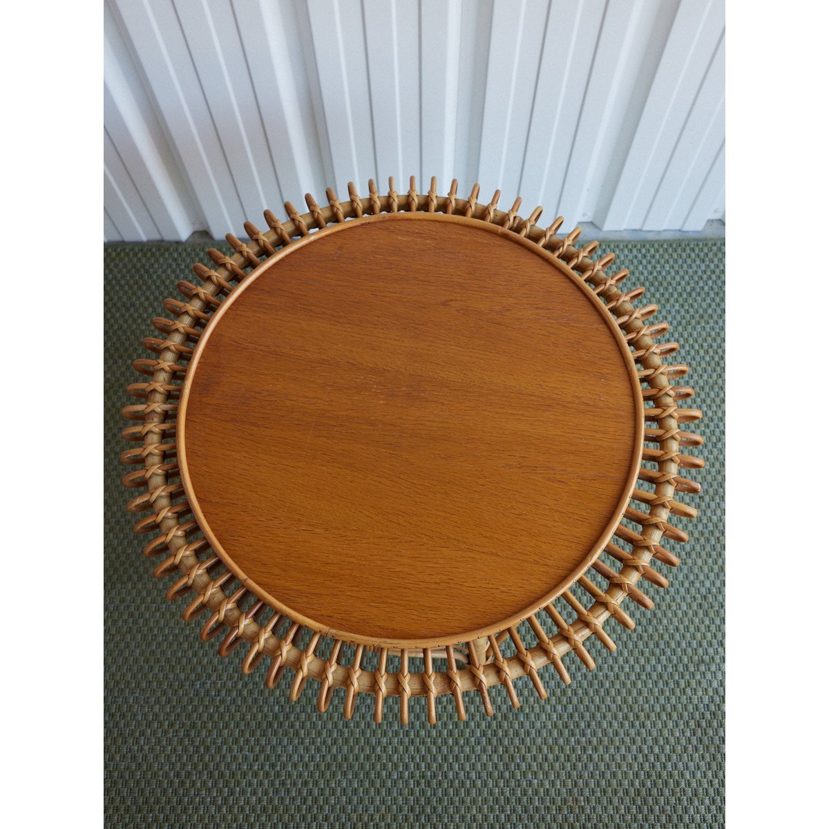 Table basse en rotin italien Léonie N°1576 - Bon état bois clair, DEBONGOUT