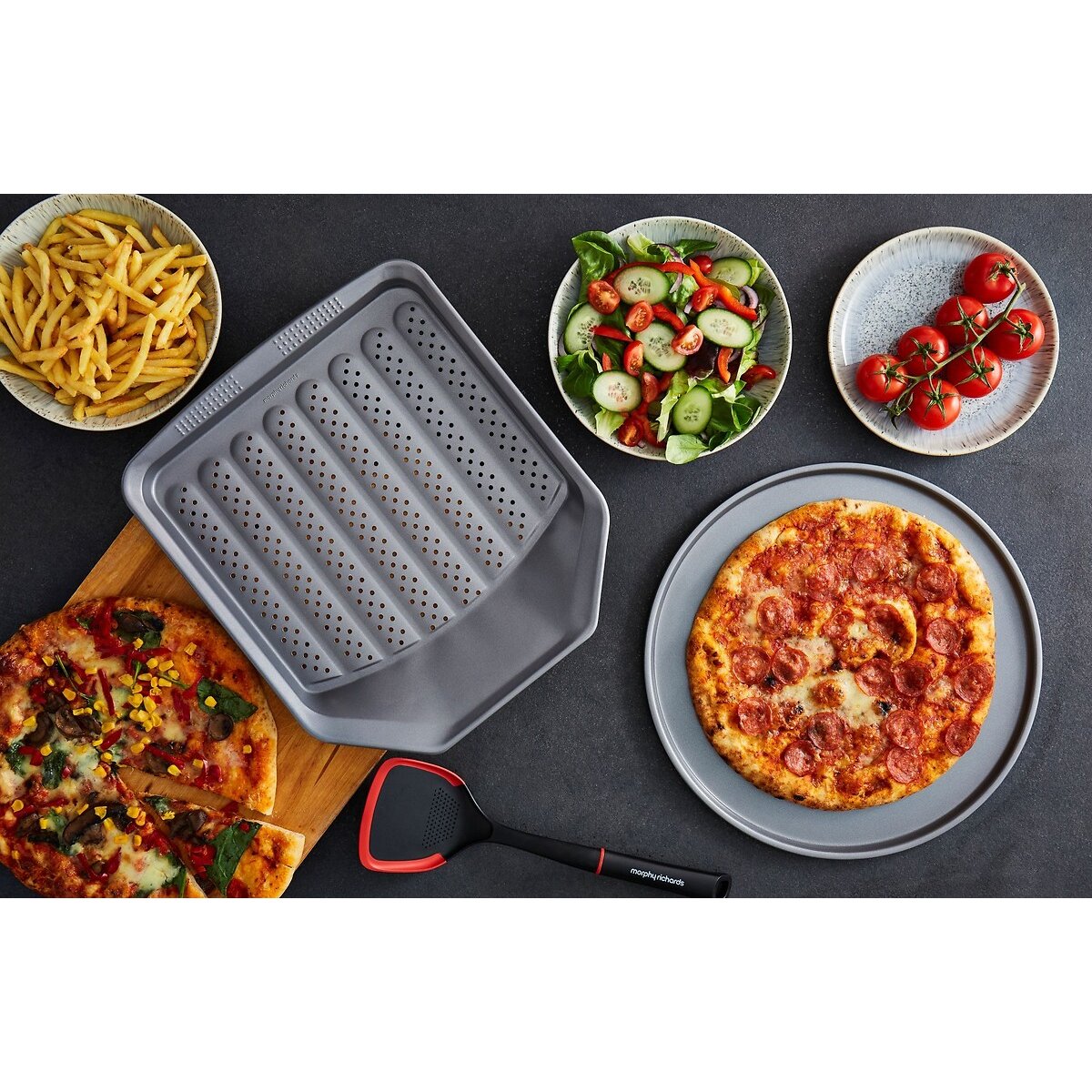2-Piece Pizza & Crisper Tray Set grey, MORPHY RICHARDS