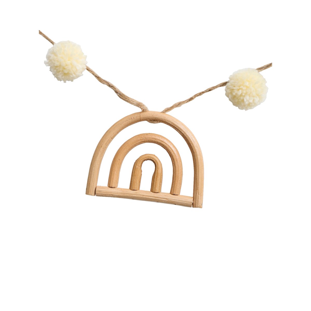 Guirlande arc-en-ciel et pompons en rotin beige, VERTBAUDET