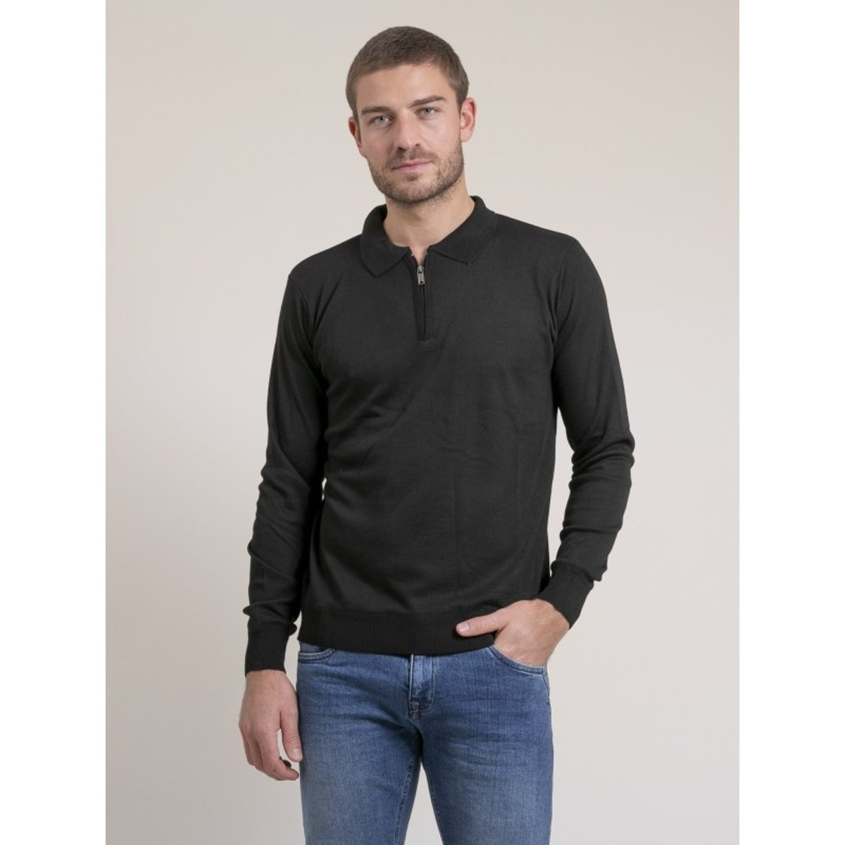 Pull Fin Col Zippé Lenowilem noir, RITCHIE