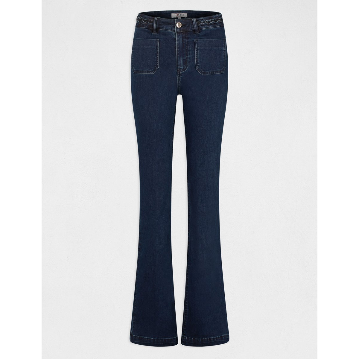 Jeans bootcut avec détails tressés bleu brut, MORGAN