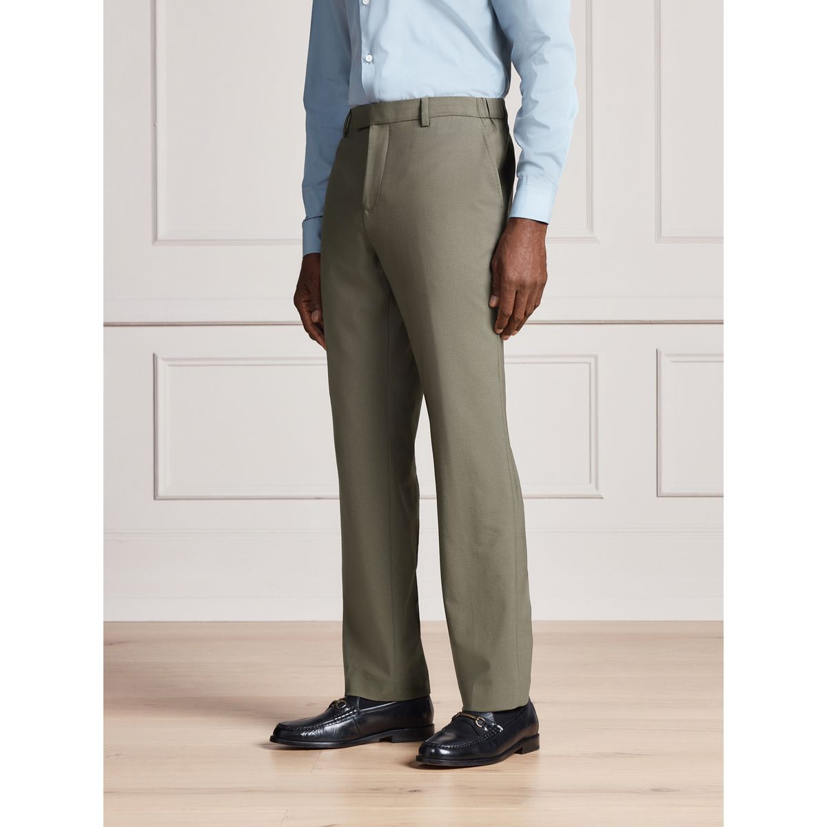 Pantalon de costume près du corps en laine signature vert sauge, NEXT