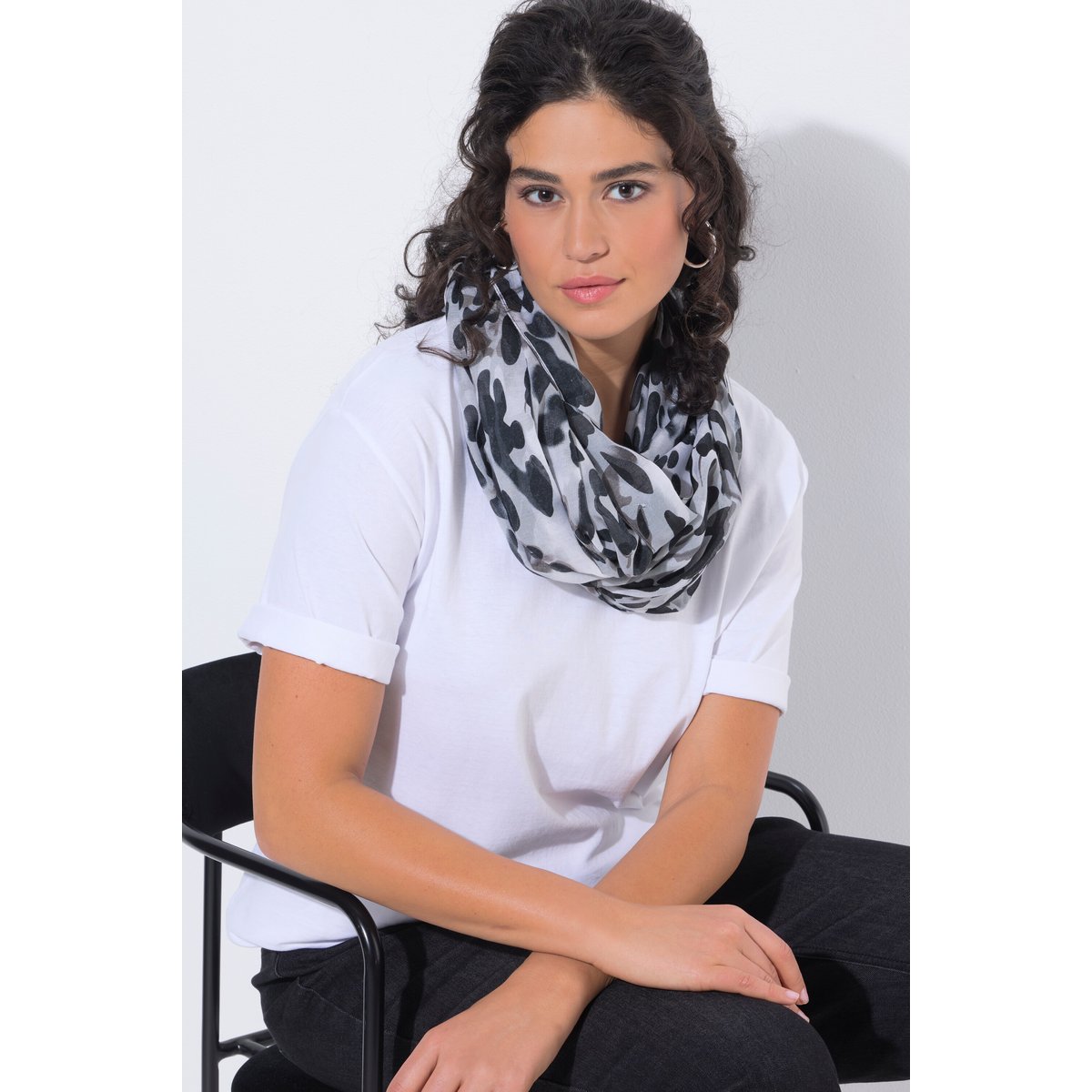 Foulard tubulaire, motif léopard blanc neige, ULLA POPKEN