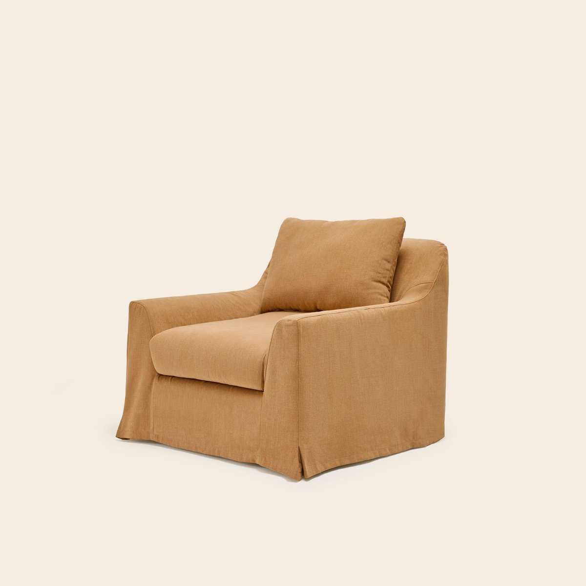 Fauteuil en tissu naturel CLARIBEL barbate caramel, MADURA