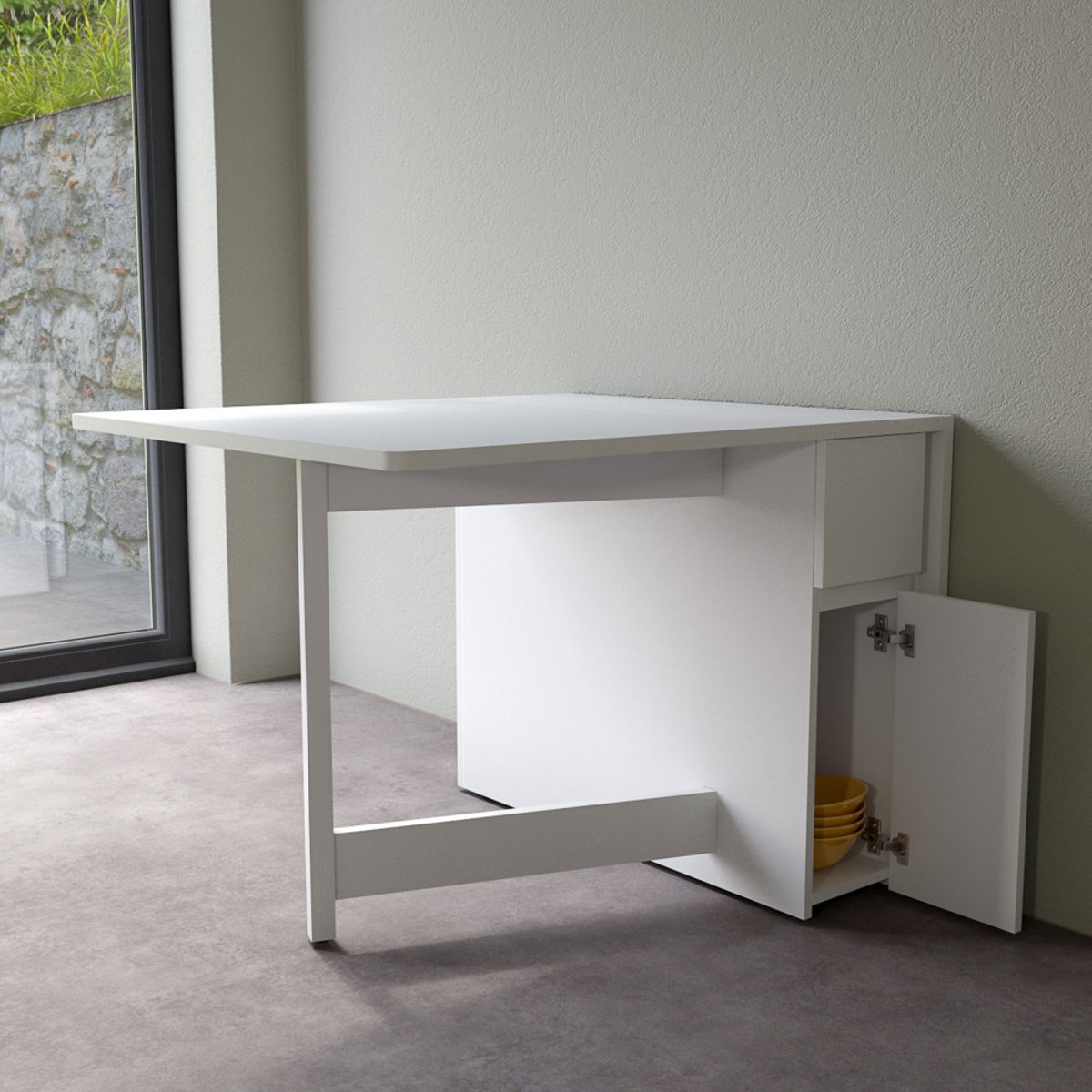 Table à manger pliable 2 personnes en bois- KUNGLA blanc, WOODMAN