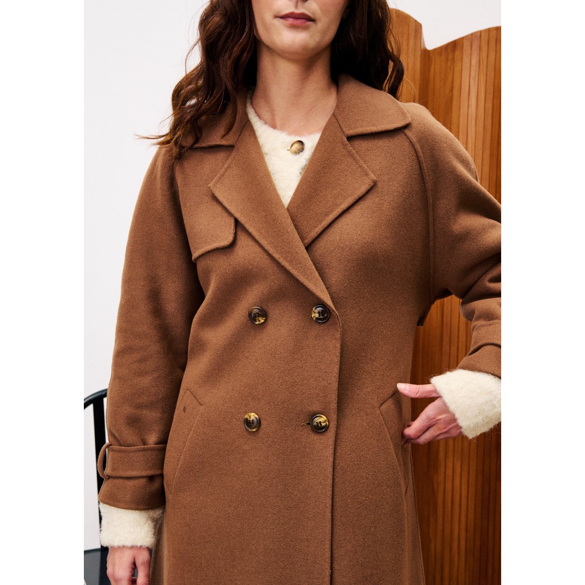 Manteau en laine LABE camel, FRNCH