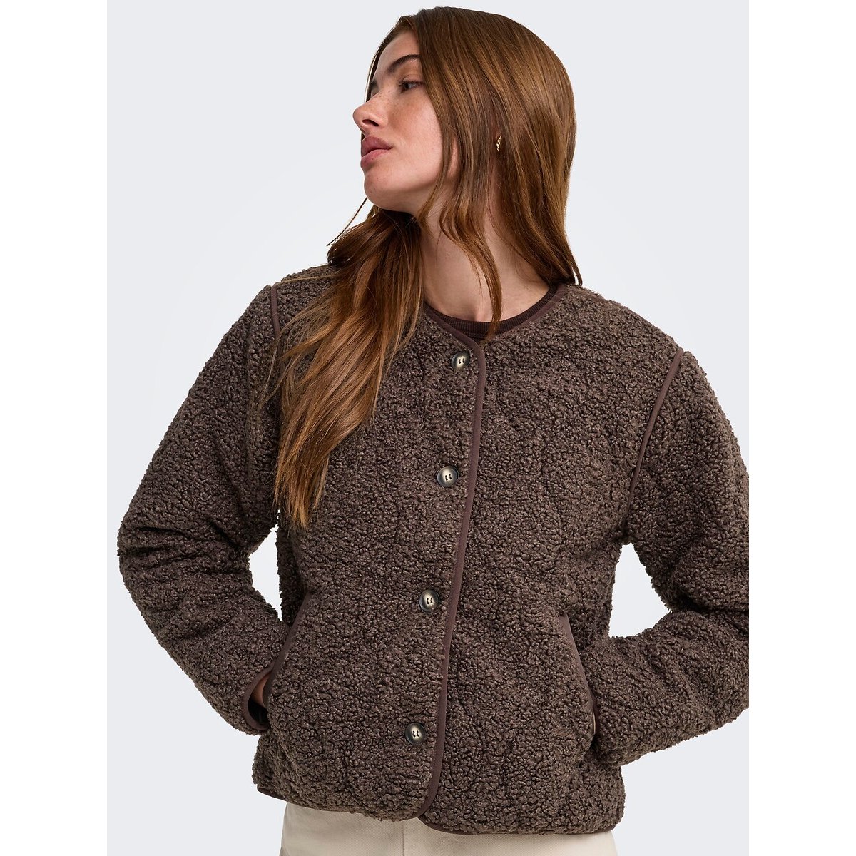 Chaqueta de sherpa chocolate, ONLY