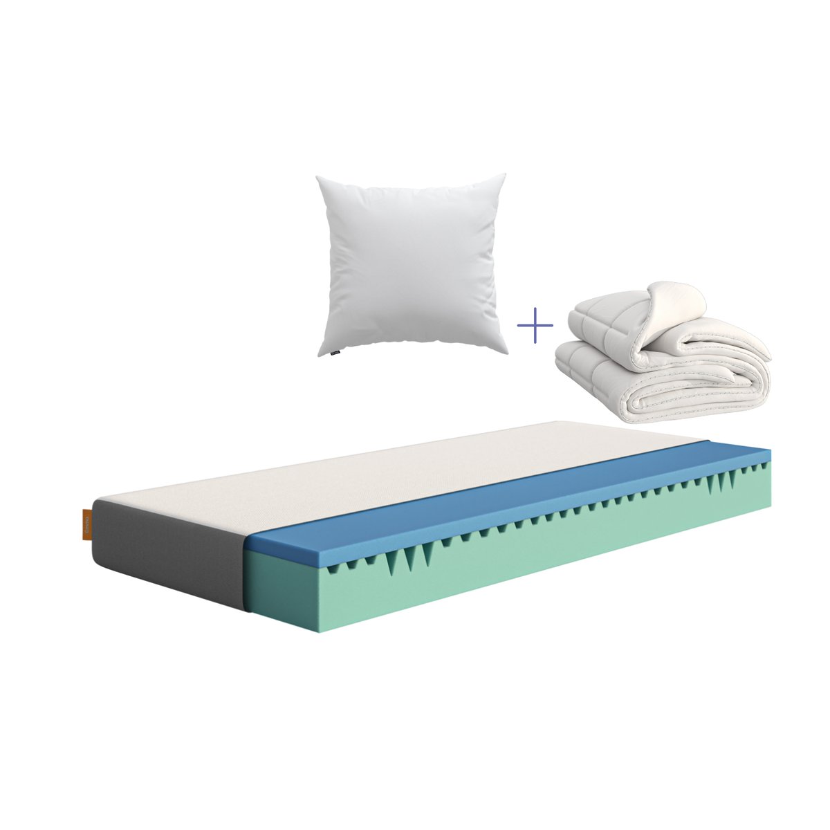 Pack - Matelas Confort + Couette + Oreiller Nuage blanc, EMMA
