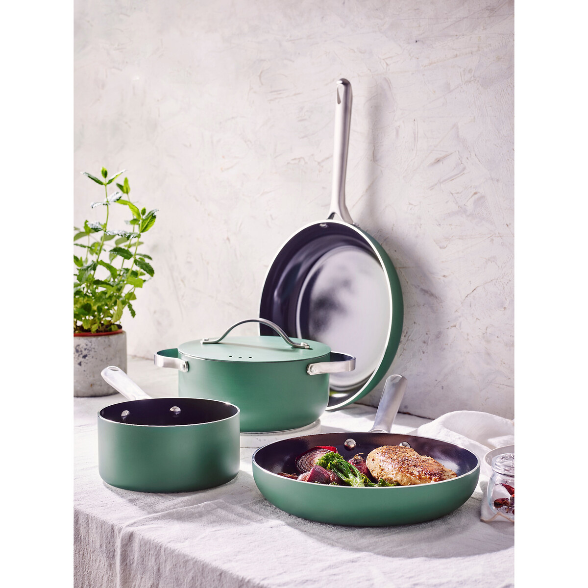 Batterie de cuisine 5 pièces MOBI vert, BEKA