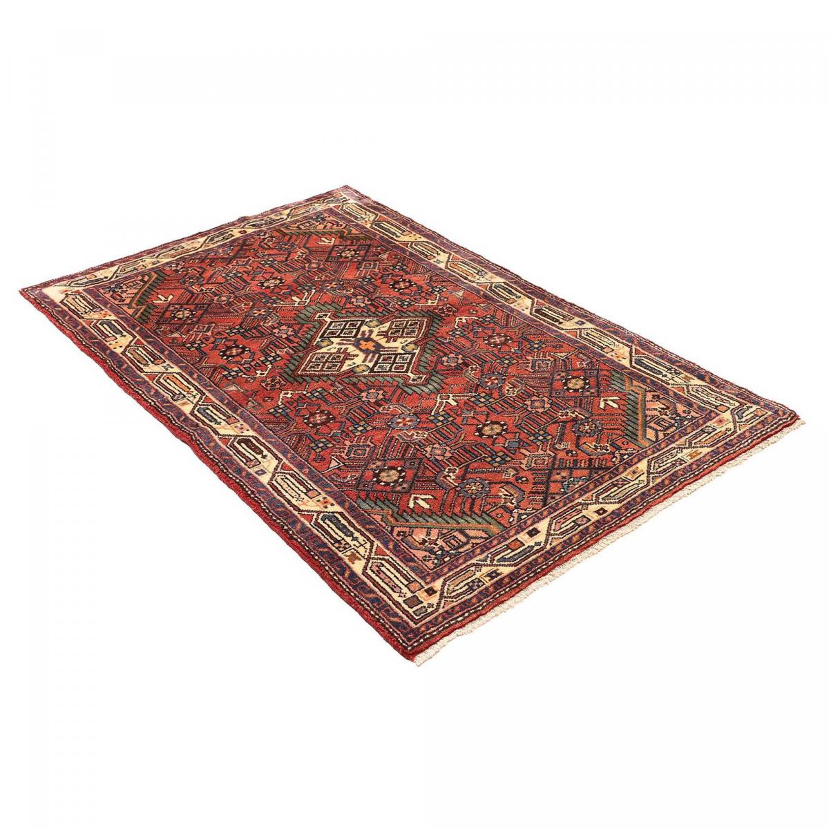 Tapis d'orient au motif oriental, noué à la main, HAMADAN 7 rouge, beige, bleu, UN AMOUR DE TAPIS