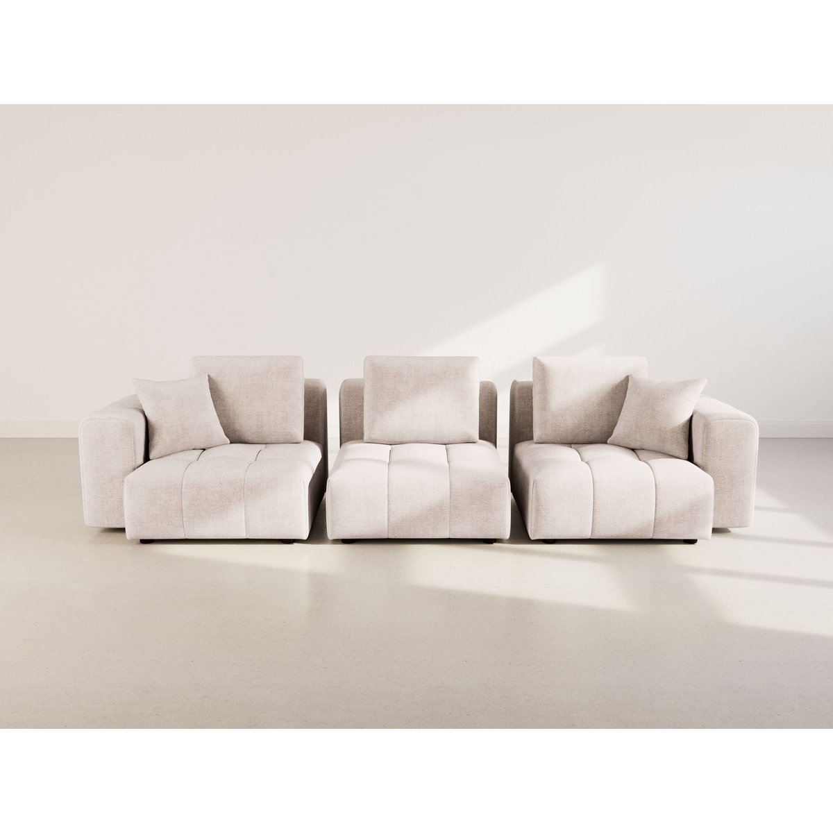 Canapé modulable en velours texturé, COLETTE beige, BEST MOBILIER