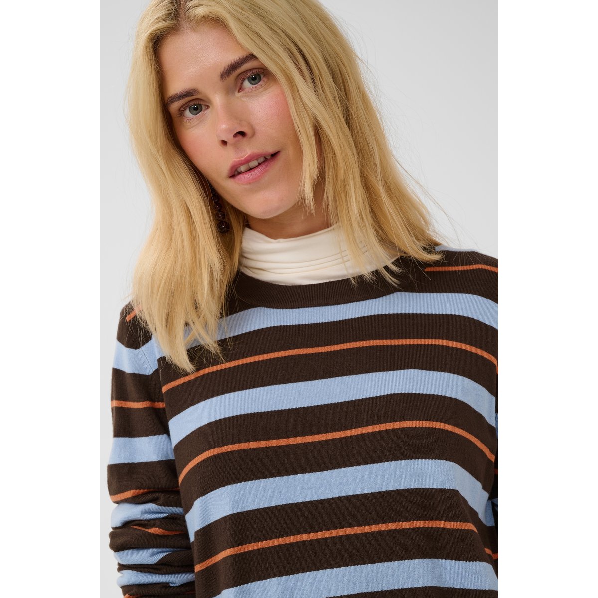 Pullover tricoté marron bleu brown/blue stripe, CULTURE