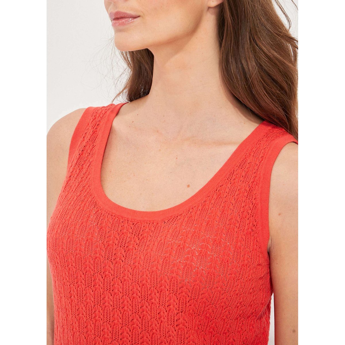 Débardeur maille fantaisie AJANI corail, LA FIANCÉE