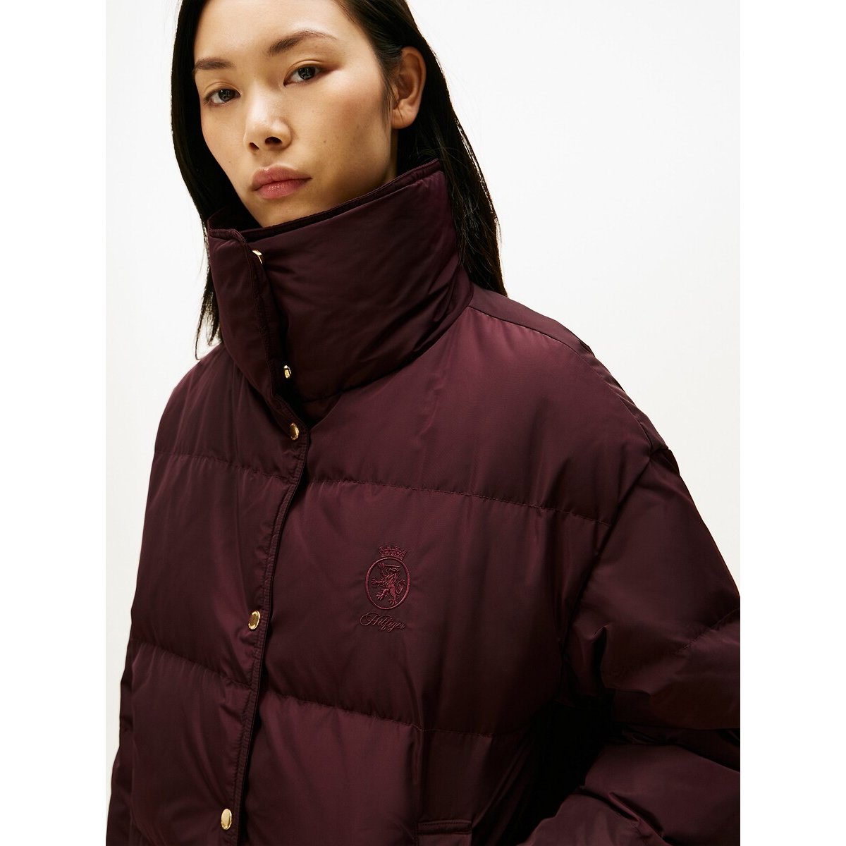 Doudoune courte à col montant bordeaux, TOMMY HILFIGER