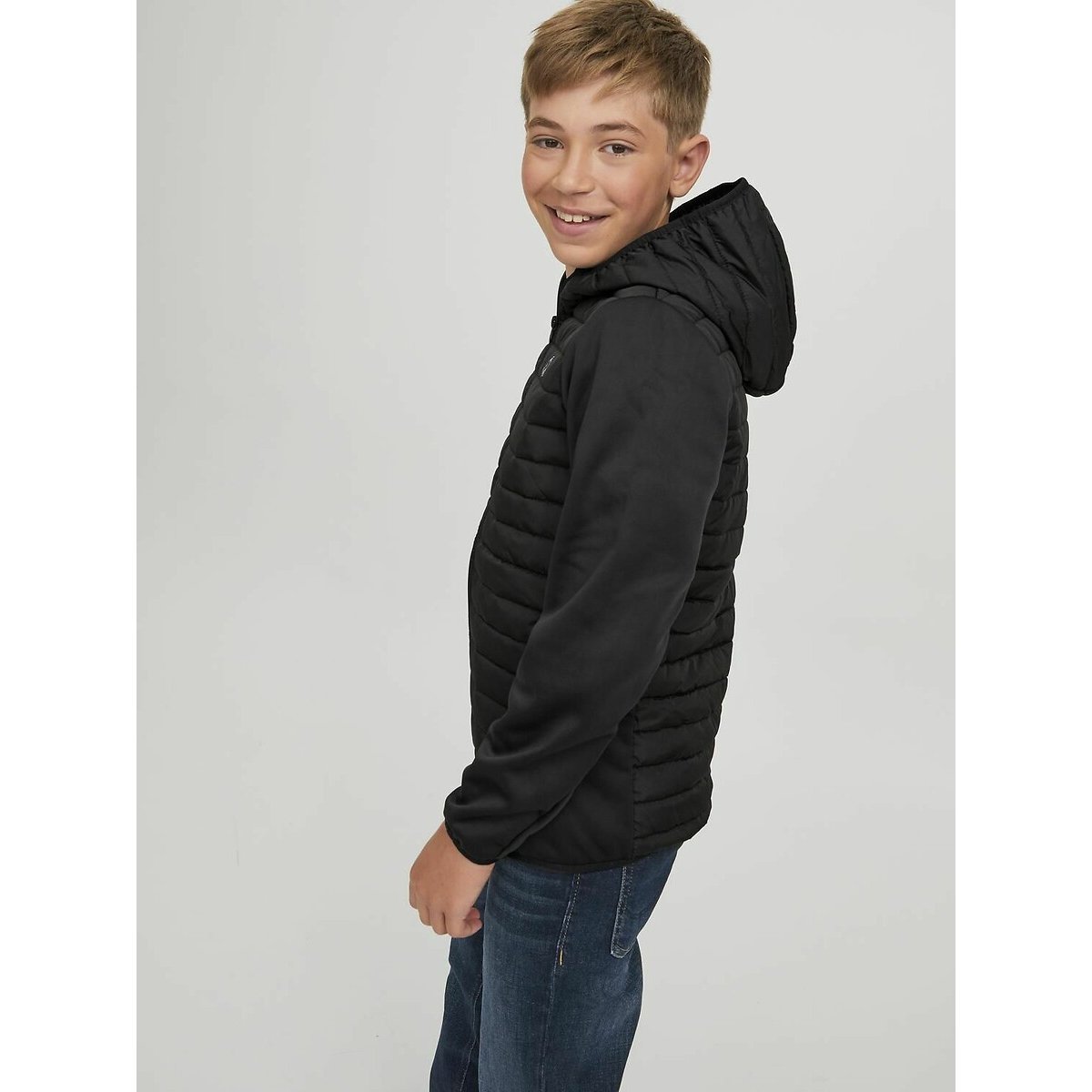 Blouson à capuche noir, JACK & JONES JUNIOR
